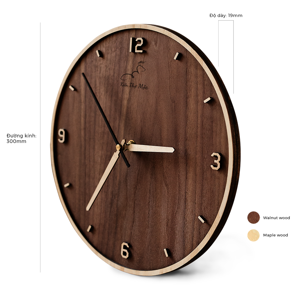 ĐỒNG HỒ BASIC 4 SỐ CÓ VIỀN | WALNUT - Ảnh 5