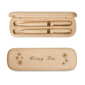 SET HỘP VÀ 2 BÚT GỖ MAPLE | HOA CÚC
