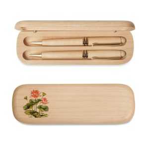 SET HỘP VÀ 2 BÚT GỖ MAPLE | HOA SEN